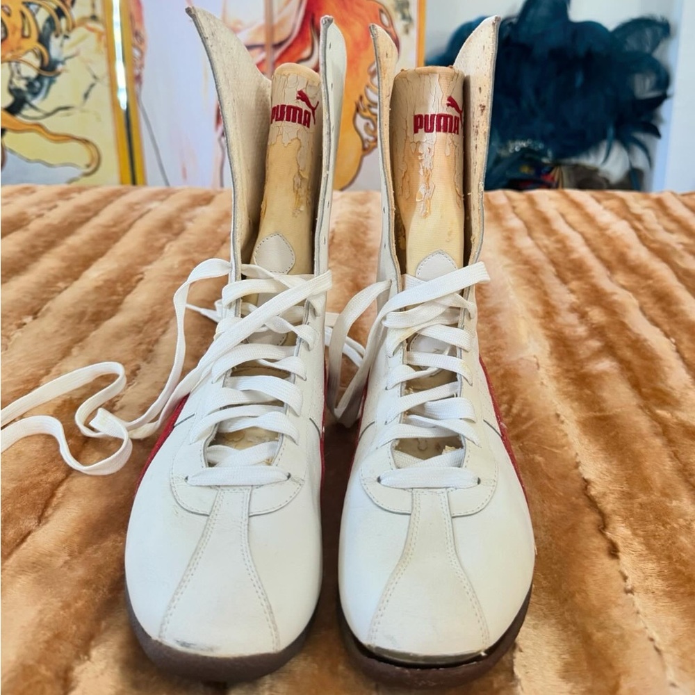 Puma Vintage Boxing Boots - White/Red Size US 8 - Picture 2 of 5